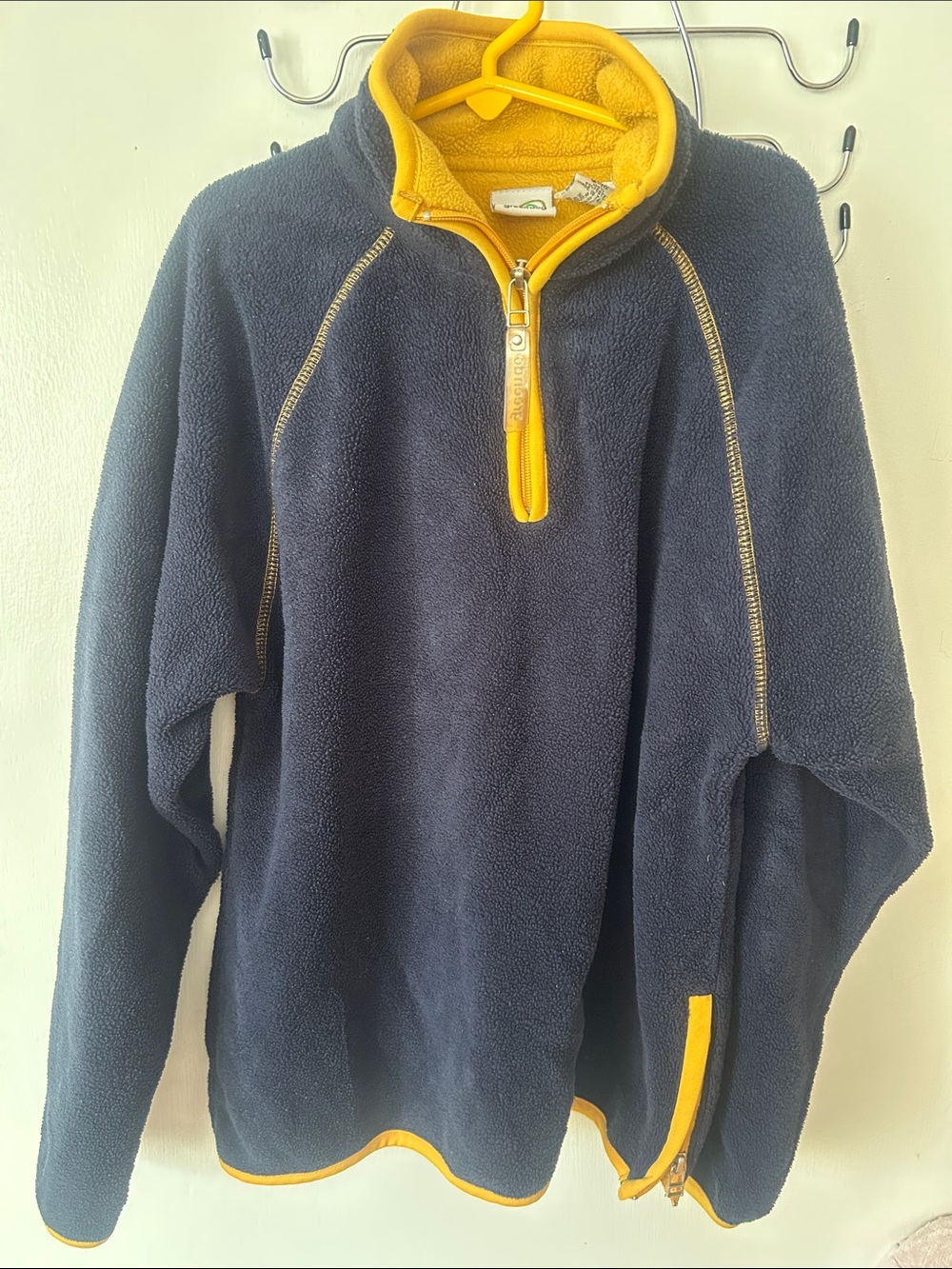 greendog Navy Fleece Half-Zip Sweater with Yellow Trim